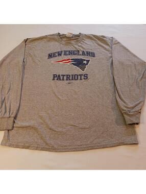 NFL New England Patriots Football Men's Grey Long Sleeve Shirt Size Large